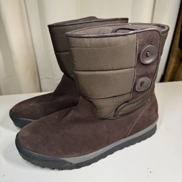 Lands End Womens Brown Casual Suede 394102 Mid Calf Winter Boots Size 8 B - Picture 3 of 9